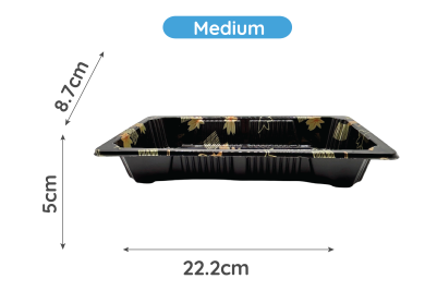 222x87x50mm Black Plastic Recyclable SZ3-02AB Sushi Trays