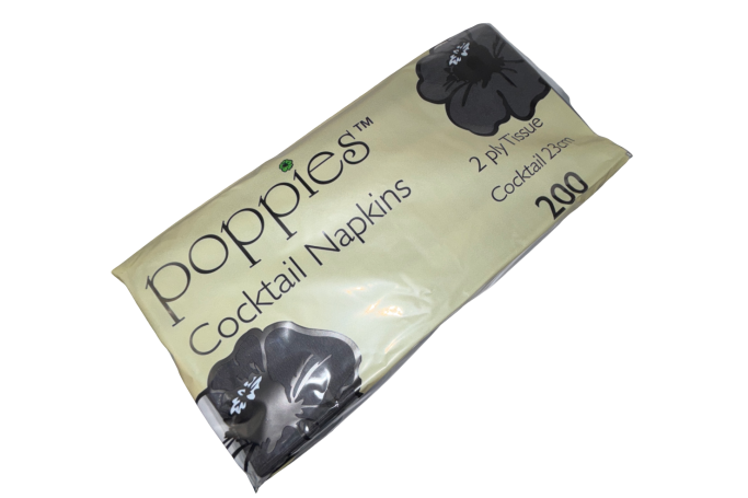 23cm Black Cocktail Paper Biodegradable 2PLY Napkins