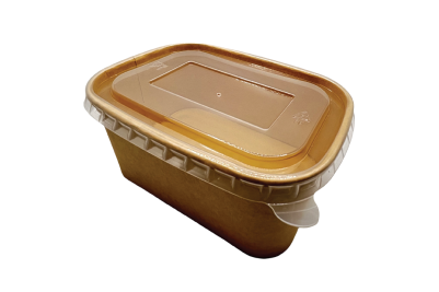 1000ml Rectangular Brown/Kraft Recyclable Takeaway Combo Meal Boxes with Plastic Lids