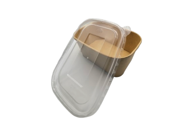 1000ml Rectangular Brown/Kraft Recyclable Takeaway Combo Meal Boxes with Plastic Lids