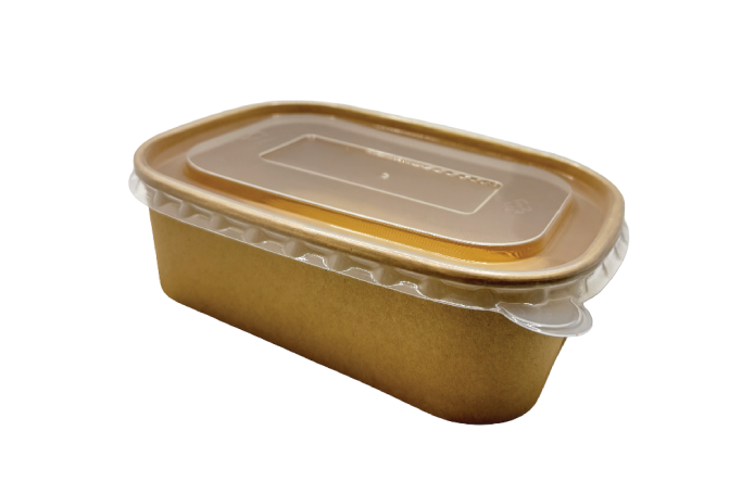 750ml Rectangular Brown/Kraft Recyclable Takeaway Containers with Plastic Lid