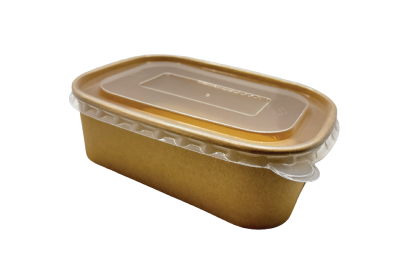 750ml Rectangular Brown/Kraft Recyclable Takeaway Containers with Plastic Lid