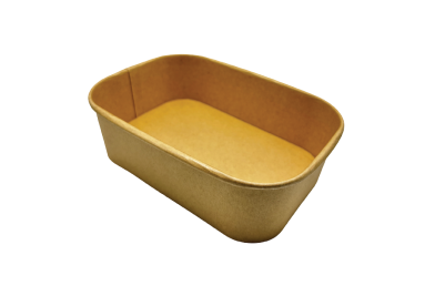 750ml Rectangular Brown/Kraft Recyclable Takeaway Containers with Plastic Lid