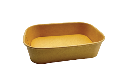 500ml Rectangular Brown/Kraft Recyclable Takeaway Containers with Plastic Lid