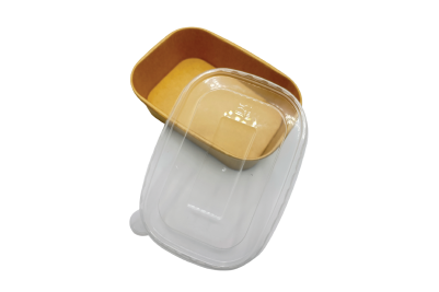 750ml Rectangular Brown/Kraft Recyclable Takeaway Combo Meal Boxes with Plastic Lid