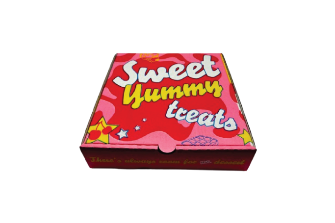 7 inch Red/Yellow/Pink Biodegradable Corrugated Sweet Yummy Treats Pizza/Dessert Boxes