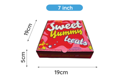 7 inch Red/Yellow/Pink Biodegradable Corrugated Sweet Yummy Treats Pizza/Dessert Boxes
