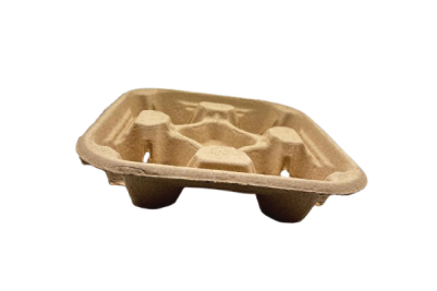 4-Cup Brown Paper Biodegradable Cup Carrier Tray Holders