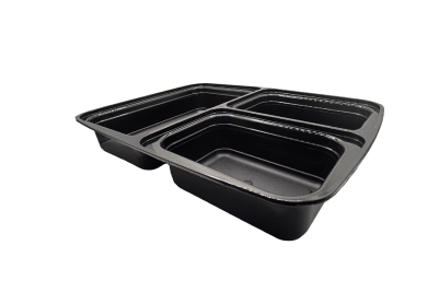 1000ml Black Plastic Microwaveable 3 Compartment Rectangular YQ6888 Containers