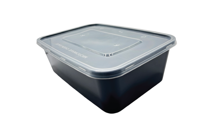 500ml Black Microwaveable Plastic Rectangular TONIC Containers with Lids YQ-385