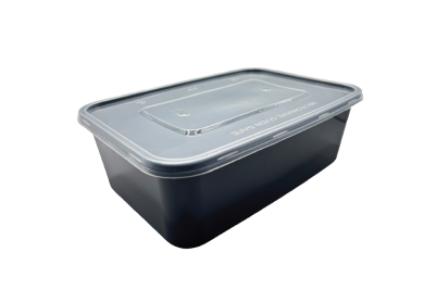 500ml Black Microwaveable Plastic Rectangular TONIC Containers with Lids YQ-385