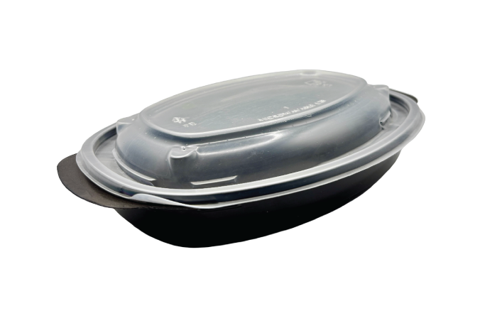 600ml 1 Compartment Black Plastic Microwaveable Luxury Meal Containers with Lids