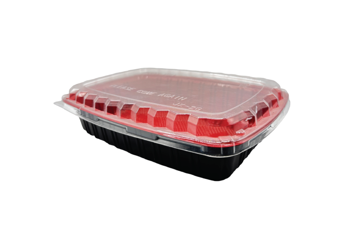 26oz Red & Black Plastic Recyclable TONIC Containers with Lids