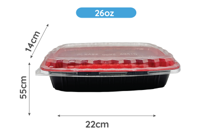 26oz Red & Black Plastic Recyclable TONIC Containers with Lids