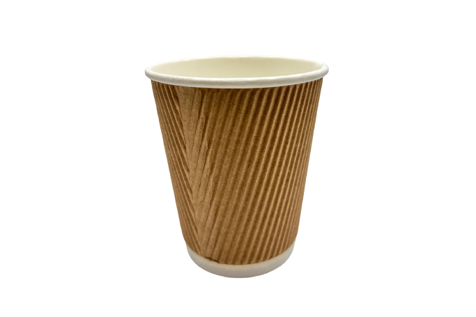 8oz Brown/Kraft Recyclable Ripple Coffee Cups