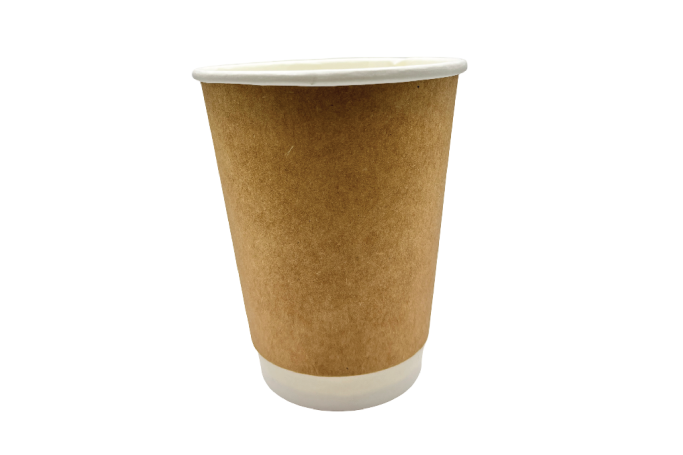 12oz Brown/Kraft Recyclable Flat Double Walled Coffee Cups