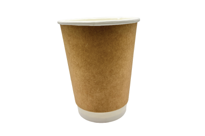 12oz Brown/Kraft Recyclable Flat Double Walled Coffee Cups