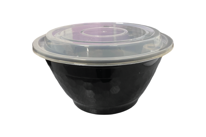 48oz/1350ml Black Plastic Microwaveable YQ-6813 Round Bowls with Lids