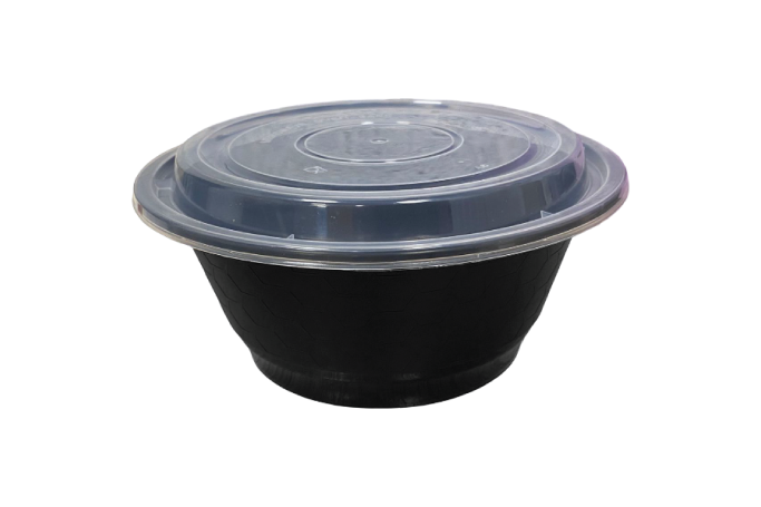 38oz/1050ml Black Plastic Microwaveable YQ-6810 Round Bowls with Lids
