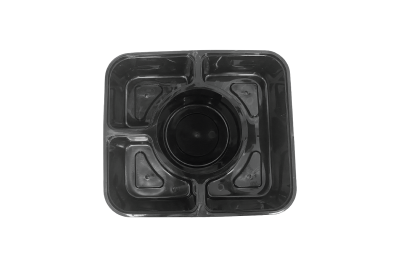 Tonic 1000ml Black Plastic Microwaveable 4 Compartment Food Containers with Lids YQ-375 Qty150