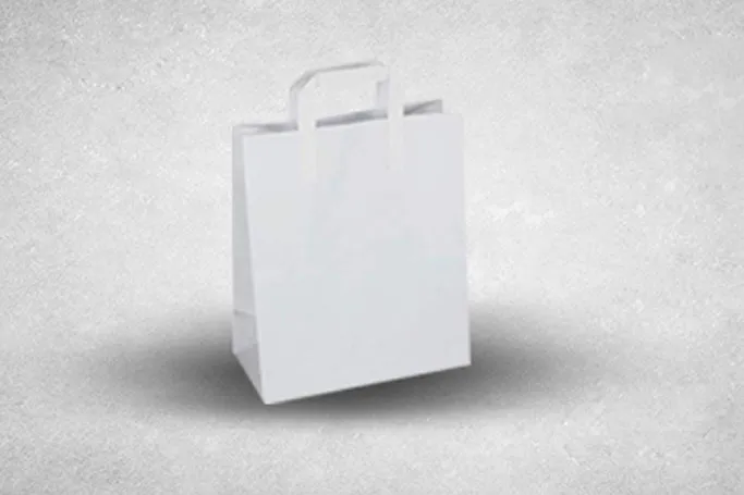 Small White Paper Biodegradable Flat Handle Bags