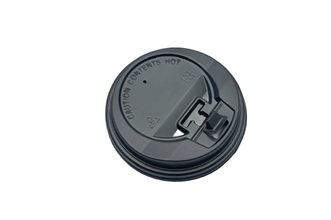 12oz-Fit Black Plastic Recyclable 12W Reclosable Coffee Cup Lids