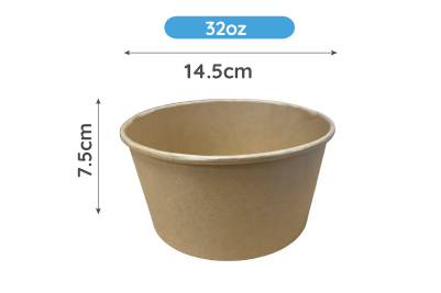 1000ml (32oz) Kraft Round Soup Cups & PP Lids (Combo Box)