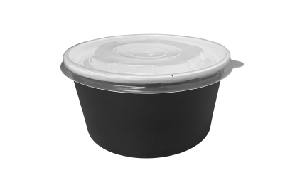1000ml (32oz) Black Round Soup Cups & PP Lids (Combo Box)