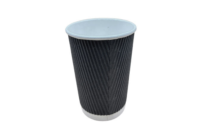 16oz Black Paper Recyclable Ripple Coffee Cups