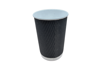 16oz Black Paper Recyclable Ripple Coffee Cups