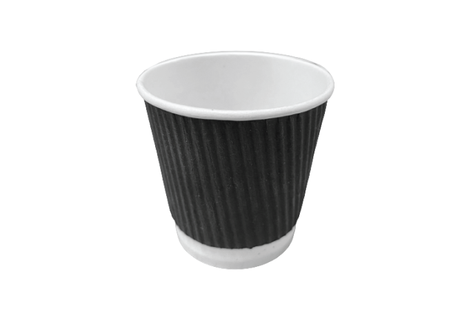 4oz Black Paper Recyclable Ripple Coffee Cups