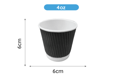 4oz Black Paper Recyclable Ripple Coffee Cups