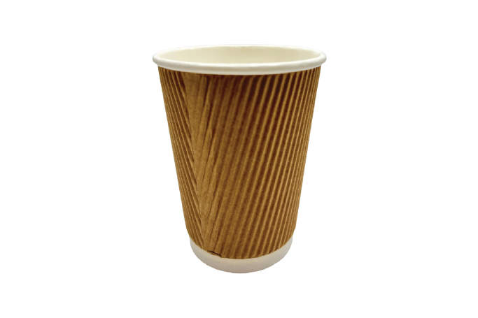 12oz Brown/Kraft Recyclable Ripple Coffee Cups