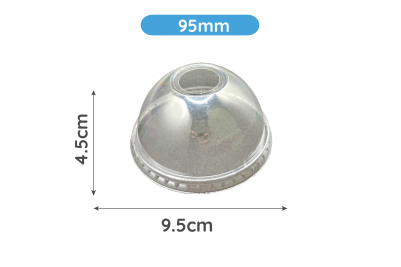 95mm Clear Plastic Recyclable DL95 Dome Lids with Hole