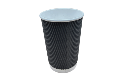 12oz Black Paper Recyclable Ripple Coffee Cups