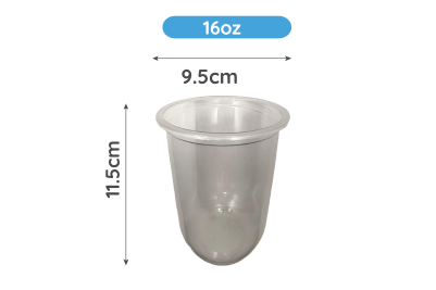 16oz Clear Plastic Recyclable PP Bubble Tea U Cups