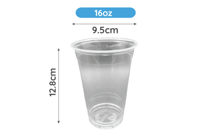 16oz Clear Plastic Recyclable Tumbler Milkshake Cups
