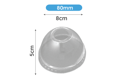 80mm Clear Plastic DL80 Dome Lids with Hole