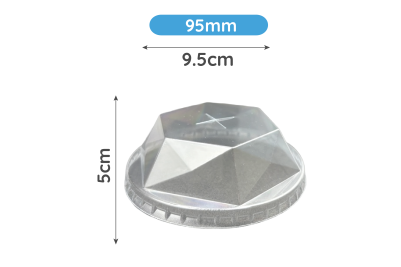 95mm Clear Plastic Recyclable Diamond Dome Lid with Straw Cut