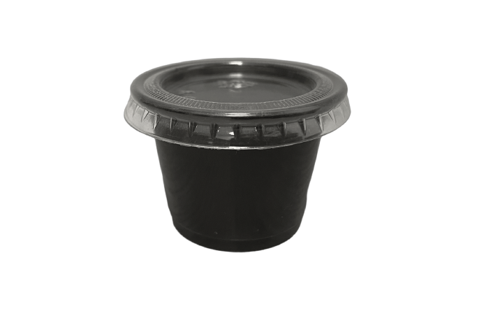 1oz Black Plastic Recyclable Portion Pots with Lids