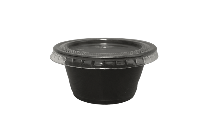 2oz Black Plastic Recyclable Portion Pots with Lids