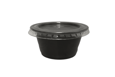 2oz Black Plastic Recyclable Portion Pots with Lids