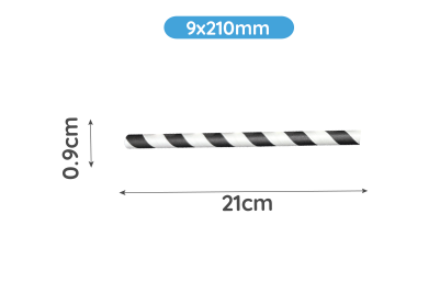 9x210mm Black Paper Biodegradable Straws