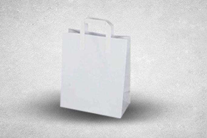 Medium White Paper Biodegradable Flat Handle Bags