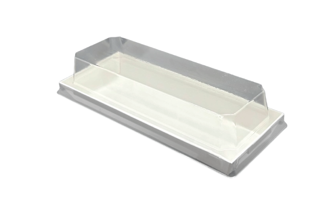 Long White Card Sushi Trays & Lids 180x60x20mm