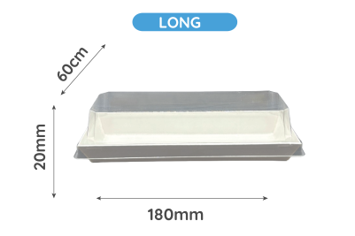 Long White Card Sushi Trays & Lids 180x60x20mm