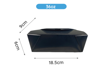 36oz Black Cardboard Recyclable No3 Takeaway Boxes