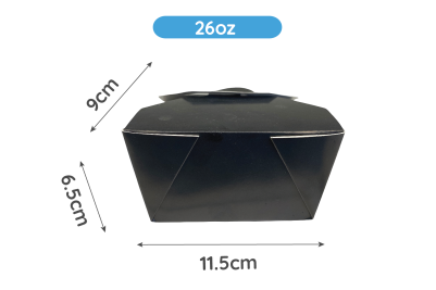 26oz Black Cardboard Recyclable Takeaway Boxes