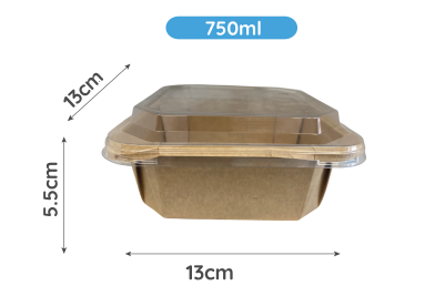 750ml Kraft Square Combo Meal Boxes & Lids