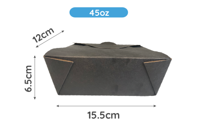 45oz Black Brown/Kraft Recyclable No.8 Takeaway Boxes